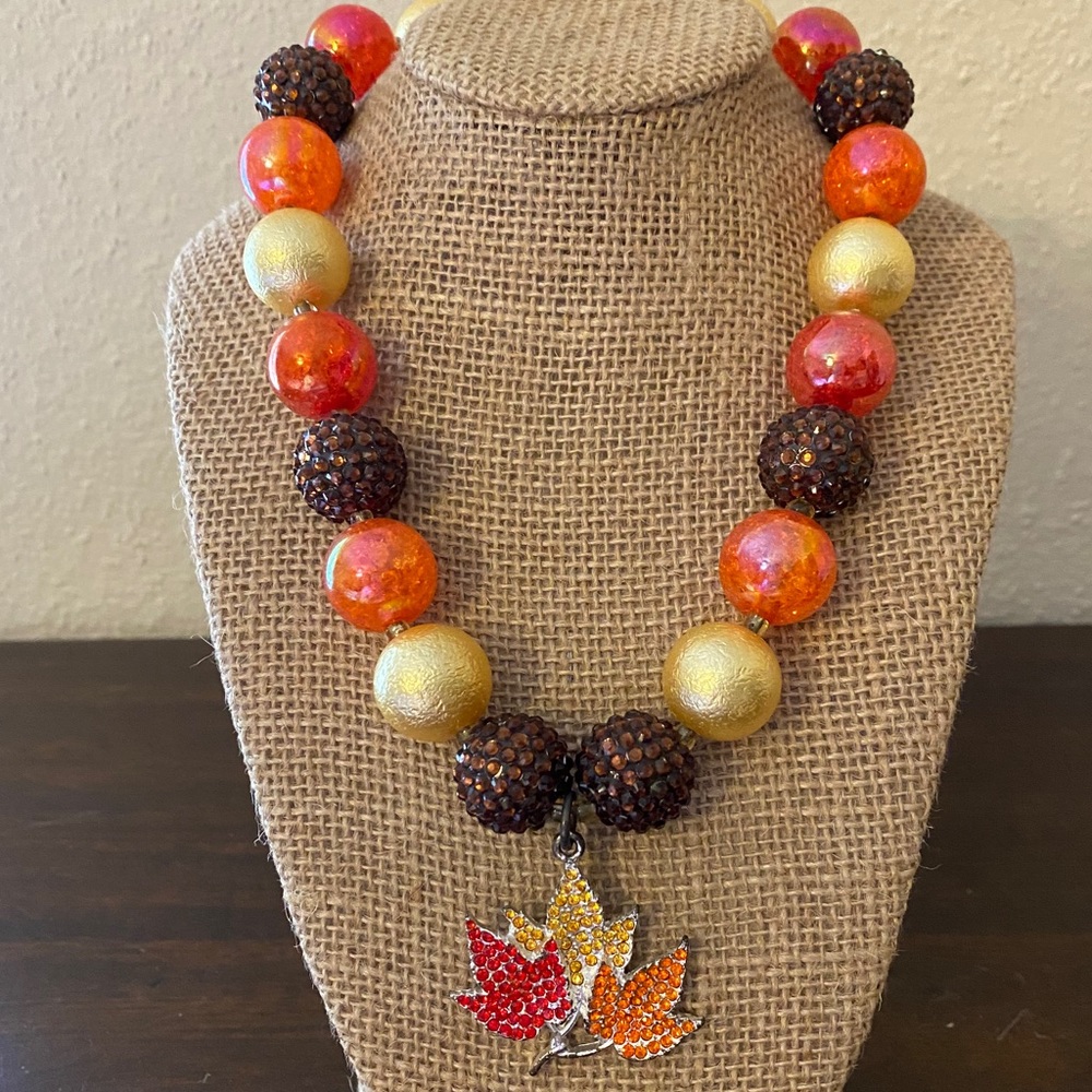 Fall leaf bubblegum necklace